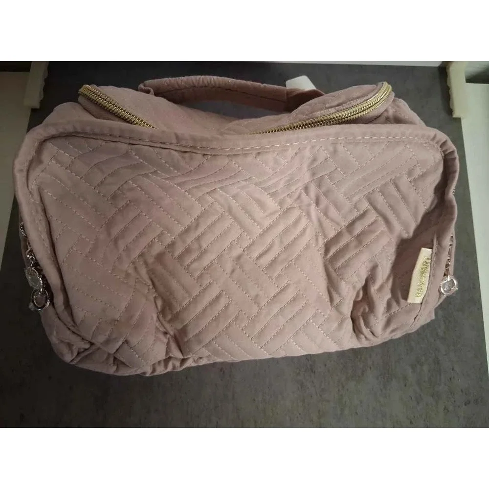Bagsmart Quilted Toiletry Bag Pink Travel Cosmetic Makeup Organizer Case
